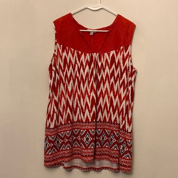 ELAINE ROSE TUNIC-sleeveless boho orange  Size 1X Length 29” Bust 22” - Picture 1 of 7